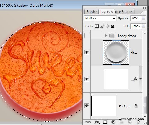 Honey leaking effect on the delicious pancake. Honey, sweet text effect, honey drops, realistic honey effect liquid honey, thin russian pancake.
